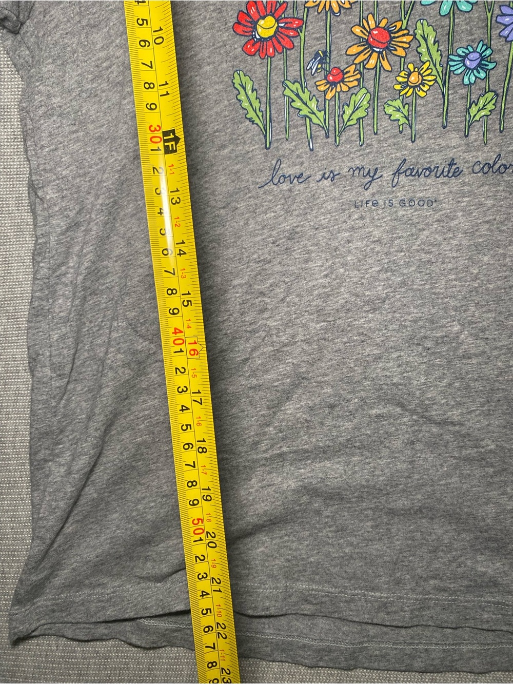 Life Is Good Women's Love Daisy Bee Crusher-LITE Tee Grey Size S - Picture 5 of 8